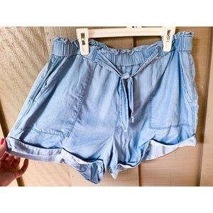 Blue Aerie Paperbag Shorts L